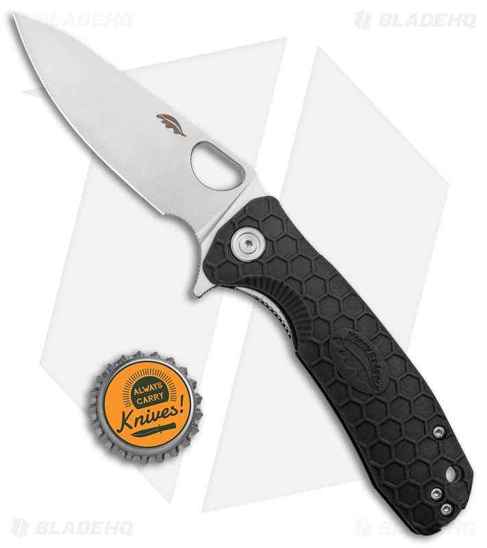 Honey Badger Knives Medium Flipper Leaf Shape Black FRN (3.25" Satin)