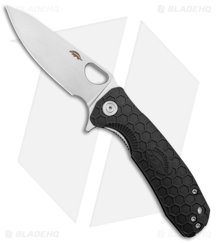 Honey Badger Knives Medium Flipper Leaf Shape Black FRN (3.25" Satin)