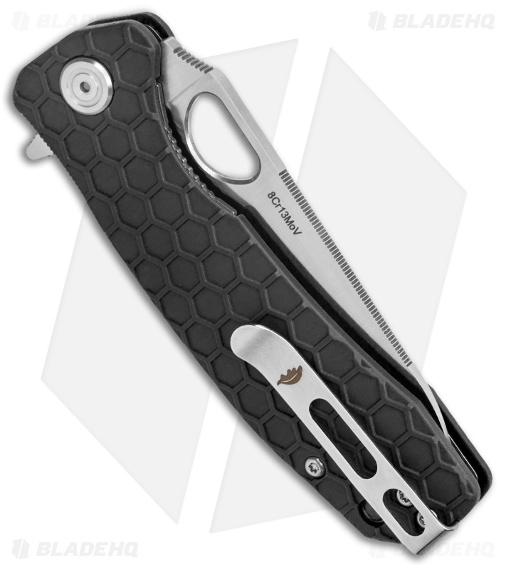 Honey Badger Knives Medium Flipper Leaf Shape Black FRN (3.25" Satin)