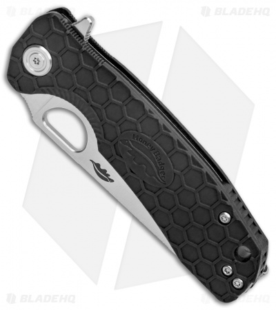 Honey Badger Knives Medium Flipper Leaf Shape Black FRN (3.25" Satin)