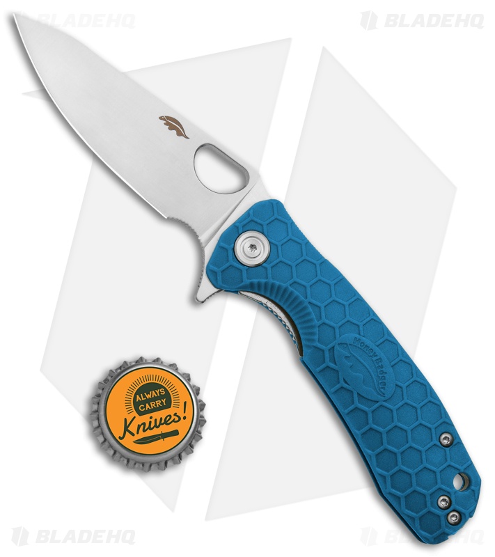 Honey Badger Knives Medium Flipper Leaf Shape Blue FRN (3.25
