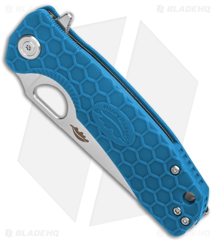 Honey Badger Knives Medium Flipper Leaf Shape Blue FRN (3.25