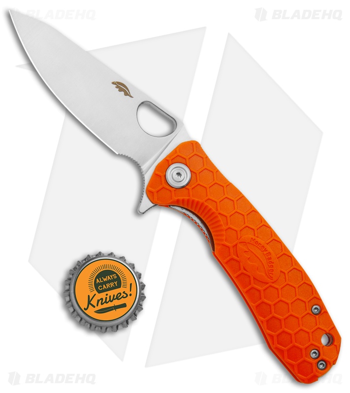 Honey Badger Knives Medium Flipper Leaf Shape Orange FRN (3.25