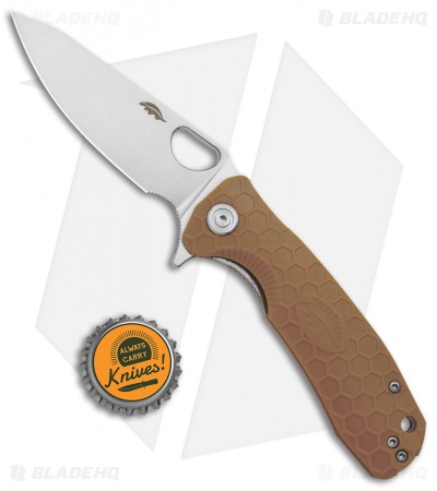 Honey Badger Knives Medium Flipper Leaf Shape Tan FRN (3.25" Satin)
