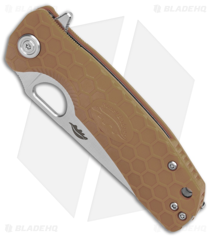 Honey Badger Knives Medium Flipper Leaf Shape Tan FRN (3.25" Satin)