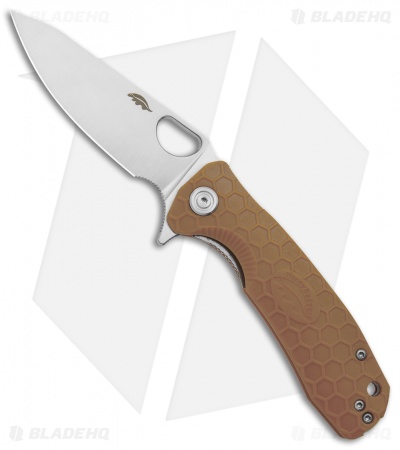 Honey Badger Knives Medium Flipper Leaf Shape Tan FRN (3.25" Satin)