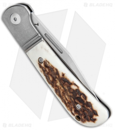 J.E. Made Lanny's Clip Slip Joint Knife Stag/Ti (3.08" Hand Ground Satin) 