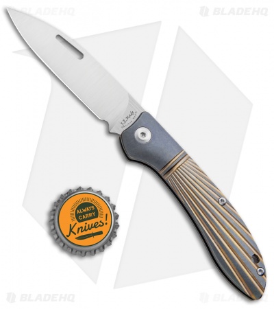 J.E. Made Phoenix Slip Joint Knife Milled Blue/Bronze Ti (3.19" Hand Ground)