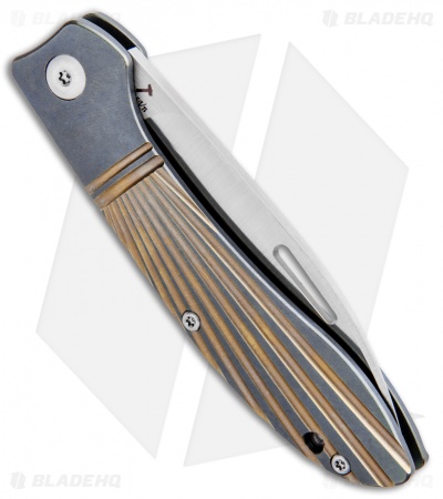 J.E. Made Phoenix Slip Joint Knife Milled Blue/Bronze Ti (3.19" Hand Ground)