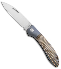 J.E. Made Phoenix Slip Joint Knife Milled Blue/Bronze Ti (3.19" Hand Ground)