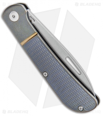 J.E. Made Zulu Slip Joint Knife Checkered Blue Ti (3.15" Stonewash)