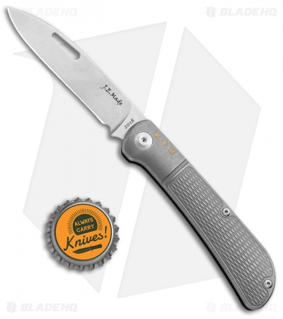 J.E. Made Zulu Slip Joint Knife Checkered Ti w/Pocket Clip (3.15" Stonewash)
