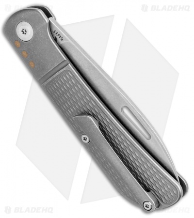 J.E. Made Zulu Slip Joint Knife Checkered Ti w/Pocket Clip (3.15" Stonewash)