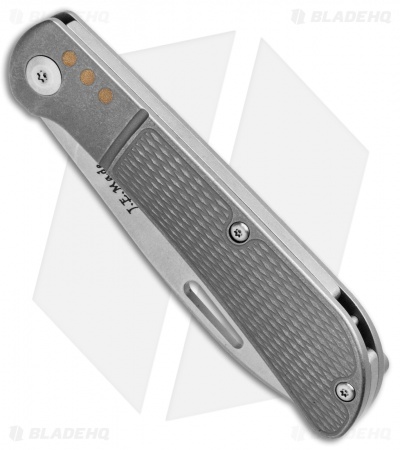 J.E. Made Zulu Slip Joint Knife Checkered Ti w/Pocket Clip (3.15" Stonewash)