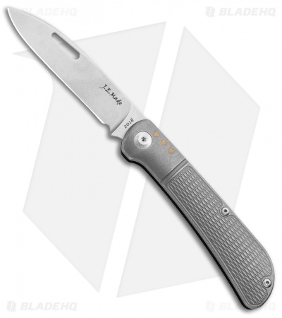 J.E. Made Zulu Slip Joint Knife Checkered Ti w/Pocket Clip (3.15" Stonewash)