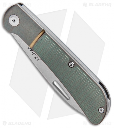 J.E. Made Zulu Slip Joint Knife Checkered Green Ti (3.15" Stonewash)