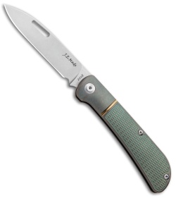 J.E. Made Zulu Slip Joint Knife Checkered Green Ti (3.15" Stonewash)