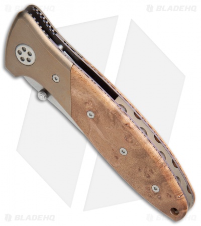 Ka-Bar Technocut Liner Lock Knife Brown Maple Burl/Titanium (3" Bead Blast)