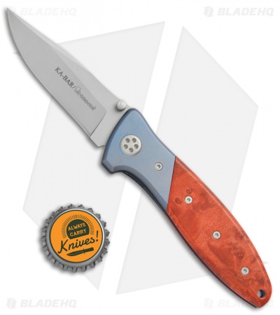 Ka-Bar Technocut Liner Lock Knife Red Maple Burl/Titanium (3" Bead Blast)