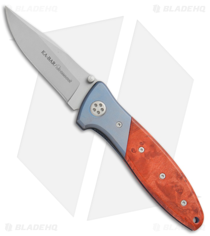 Ka-Bar Technocut Liner Lock Knife Red Maple Burl/Titanium (3" Bead Blast)