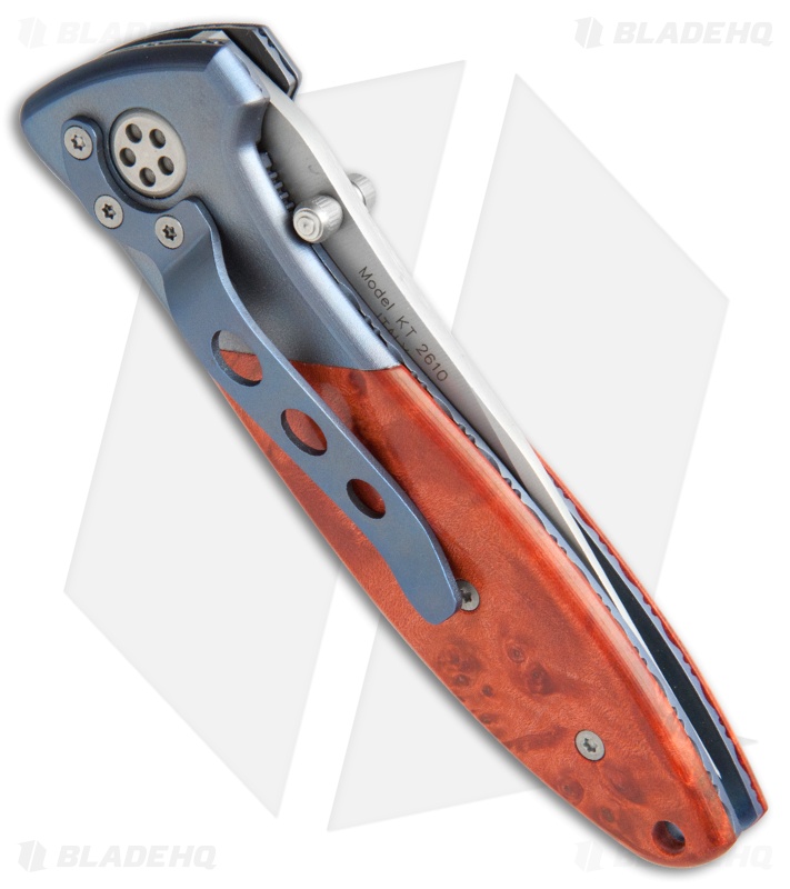 Ka-Bar Technocut Liner Lock Knife Red Maple Burl/Titanium (3" Bead Blast)