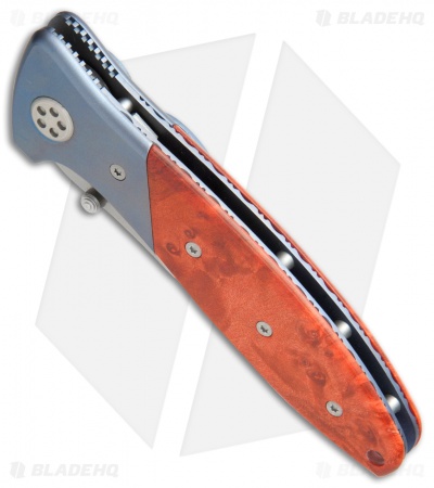 Ka-Bar Technocut Liner Lock Knife Red Maple Burl/Titanium (3" Bead Blast)