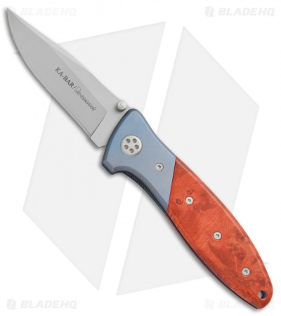Ka-Bar Technocut Liner Lock Knife Red Maple Burl/Titanium (3" Bead Blast)