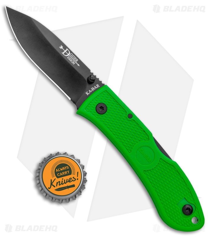 Ka-Bar Dozier Folding Hunter Lockback Knife Green - Blade HQ