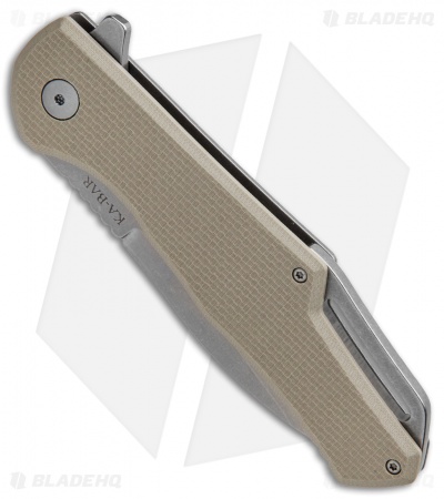 Ka-Bar Jarosz Spear Point Flipper Frame Lock Knife Tan G-10 (3.5" Stonewash)