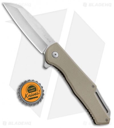 Ka-Bar Jarosz Wharncliffe Flipper Frame Lock Knife Tan G-10 (3.38" Stonewash)