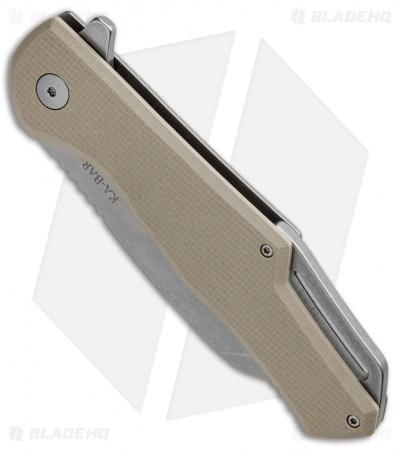 Ka-Bar Jarosz Wharncliffe Flipper Frame Lock Knife Tan G-10 (3.38" Stonewash)