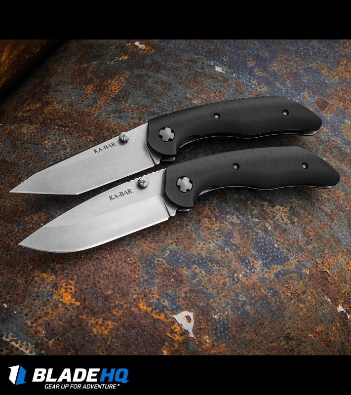 Ka-Bar Jarosz Folder Tanto Liner Lock Knife Black GFN (3.5" Stonewash) 7506