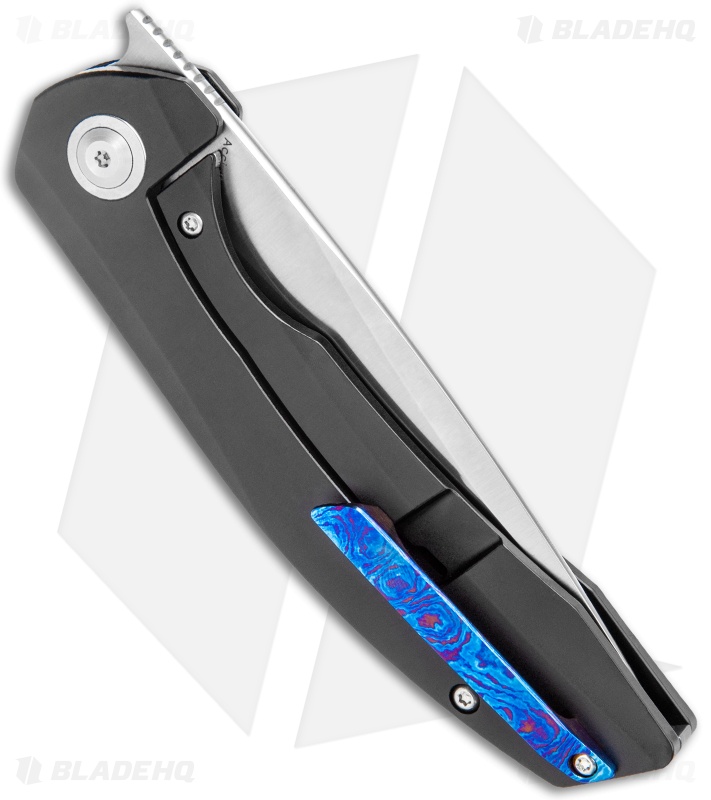 Kansept Knives Accipiter Frame Lock Knife Black Ti w/ Timascus (3.5" Satin)