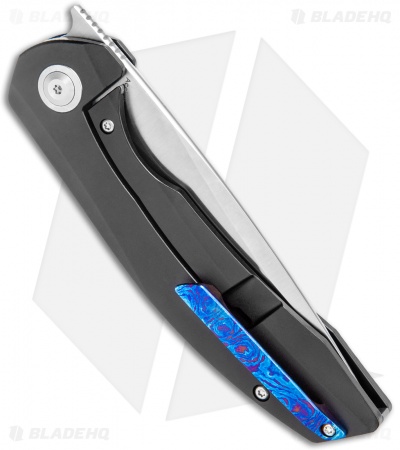 Kansept Knives Accipiter Frame Lock Knife Black Ti w/ Timascus (3.5" Satin)