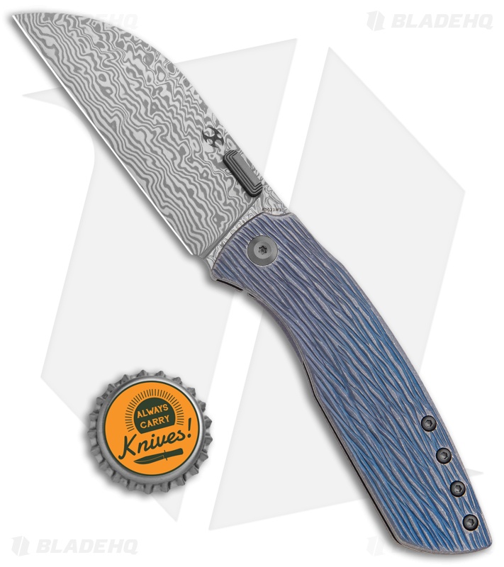 Kansept Knives Convict Frame Lock Knife Titanium Woodgrain (3.3" Damascus)