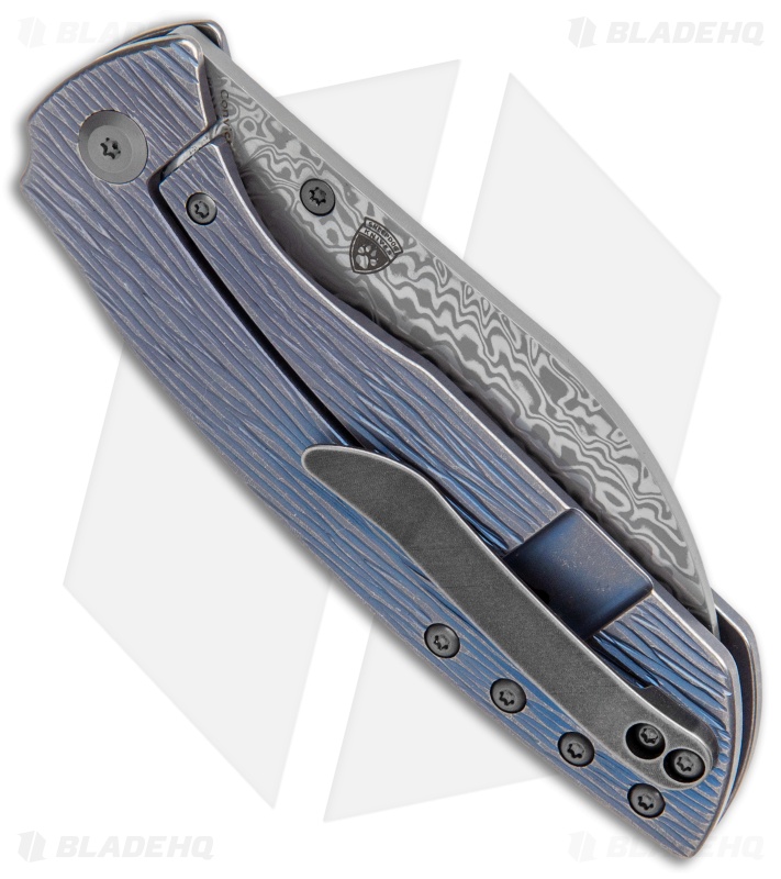 Kansept Knives Convict Frame Lock Knife Titanium Woodgrain (3.3" Damascus)
