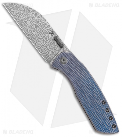 Kansept Knives Convict Frame Lock Knife Titanium Woodgrain (3.3" Damascus)
