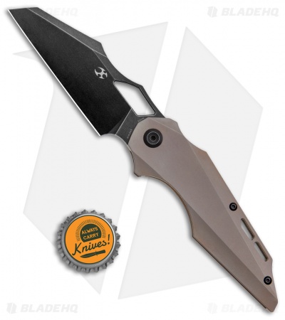Kansept Genesis Frame Lock  Knife Bronze Titanium  (3.5"  Black, Stonewash) 