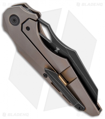 Kansept Genesis Frame Lock  Knife Bronze Titanium  (3.5"  Black, Stonewash) 