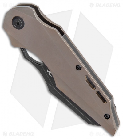 Kansept Genesis Frame Lock  Knife Bronze Titanium  (3.5"  Black, Stonewash) 