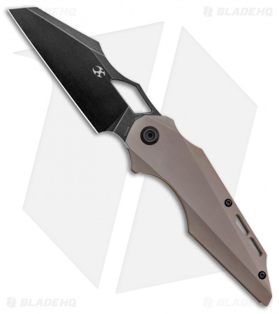 Kansept Genesis Frame Lock  Knife Bronze Titanium  (3.5"  Black, Stonewash) 