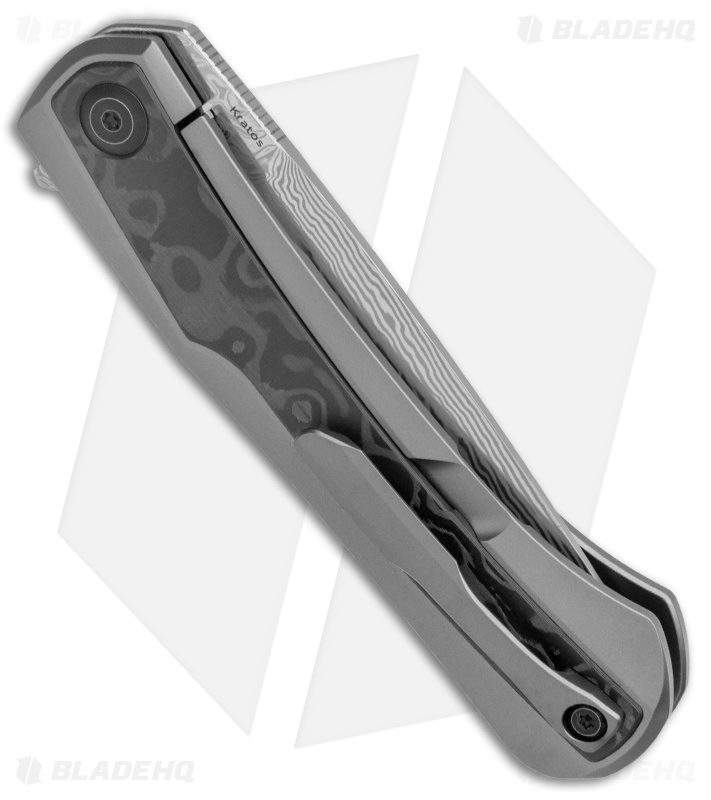 Kansept Knives Kratos Frame Lock Knife Carbon Fiber/Ti (3.75" Damascus)