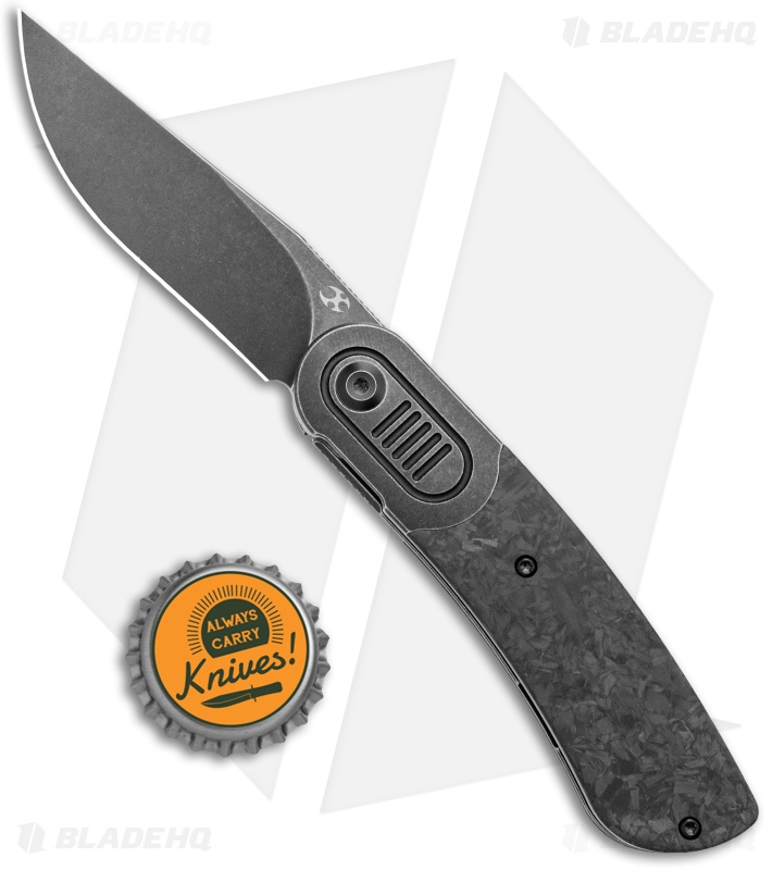 Kansept Knives Lunquist Reverie Frame Lock Knife Black Ti/Shred CF (3" Black SW)