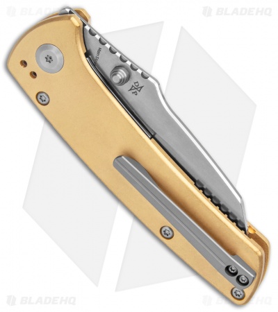 Kansept Knives Main Street Liner Lock Knife Brass (3.4" Stonewash) 