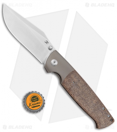 Kansept Knives Shikari Frame Lock Knife Bronze Ti/Brown Micarta (4" Satin 20CV)