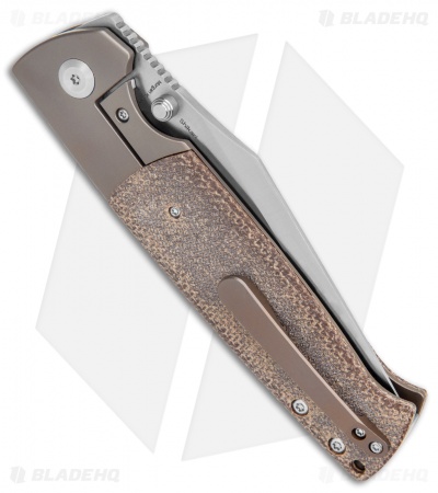 Kansept Knives Shikari Frame Lock Knife Bronze Ti/Brown Micarta (4" Satin 20CV)