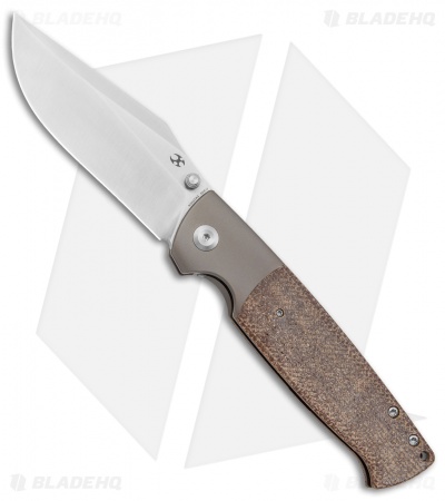 Kansept Knives Shikari Frame Lock Knife Bronze Ti/Brown Micarta (4" Satin 20CV)