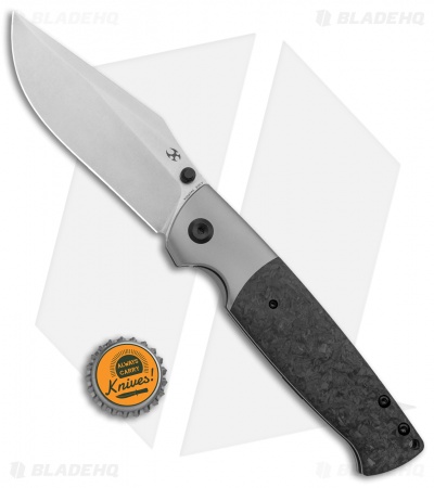 Kansept Knives Shikari Frame Lock Knife Ti/Shred Carbon Fiber (4" Satin 20CV)