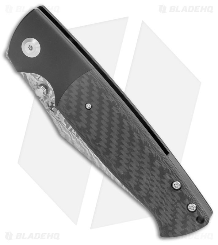 Kansept Knives Shikari Frame Lock Knife Black Ti/Carbon Fiber (4" Damascus)