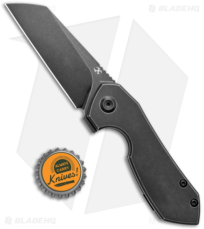 Kansept Knives Steller Frame Lock Knife Black Titanium (3" Black Stonewash)
